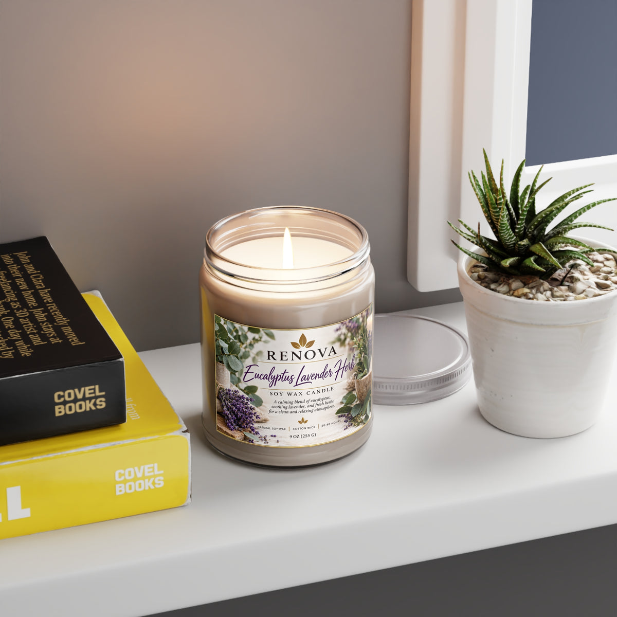 Eucalyptus Lavender Herb Candle 9oz Soy Wax Jar