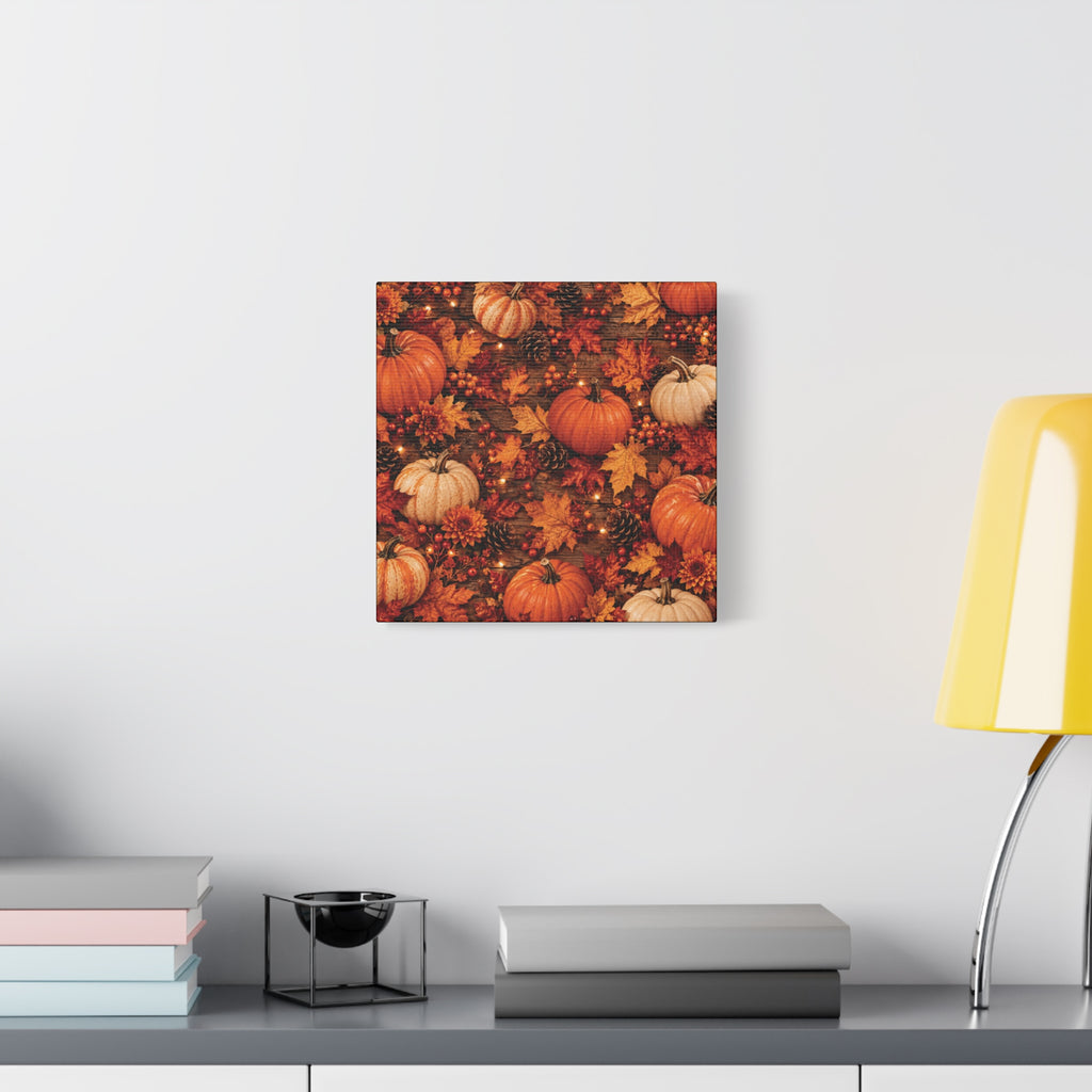 Autumn Pumpkins and Leaves Canvas