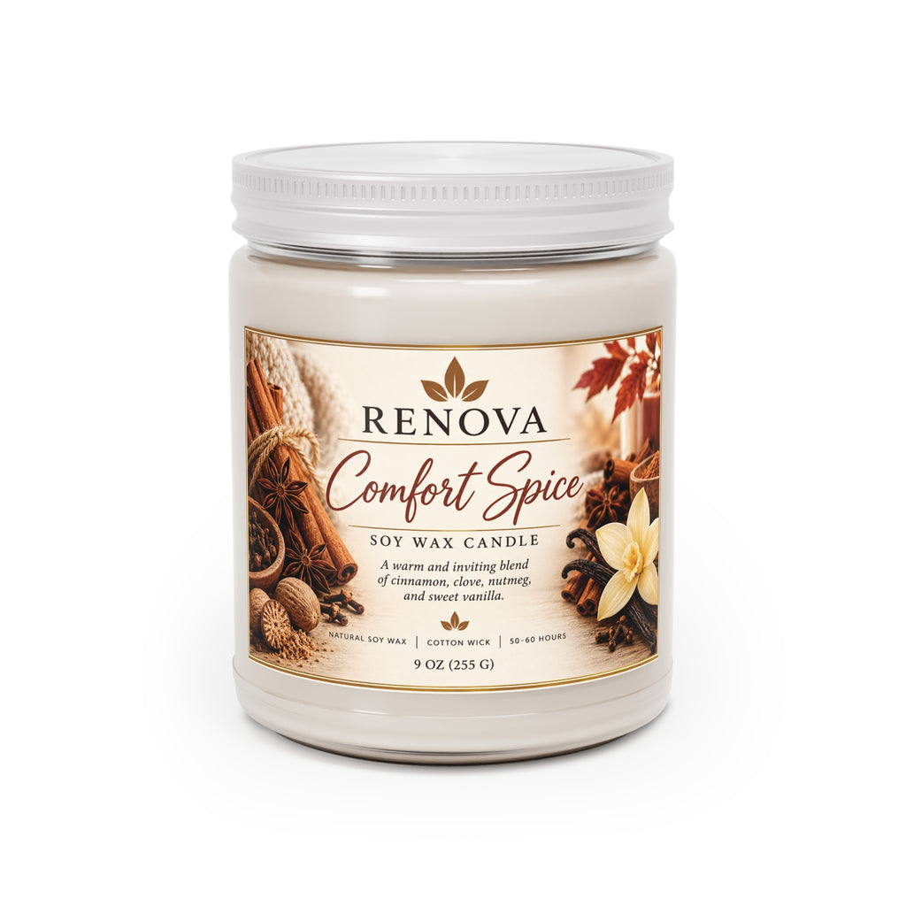 Comfort Spice Soy Candle 9oz | Scented Jar Candle with White Lid