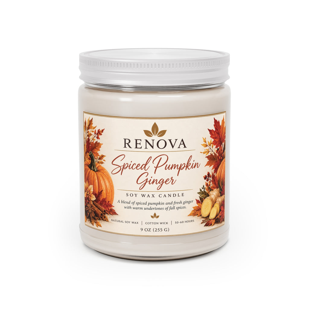 Spiced Pumpkin Ginger Candle 9oz Soy Jar | White Lid
