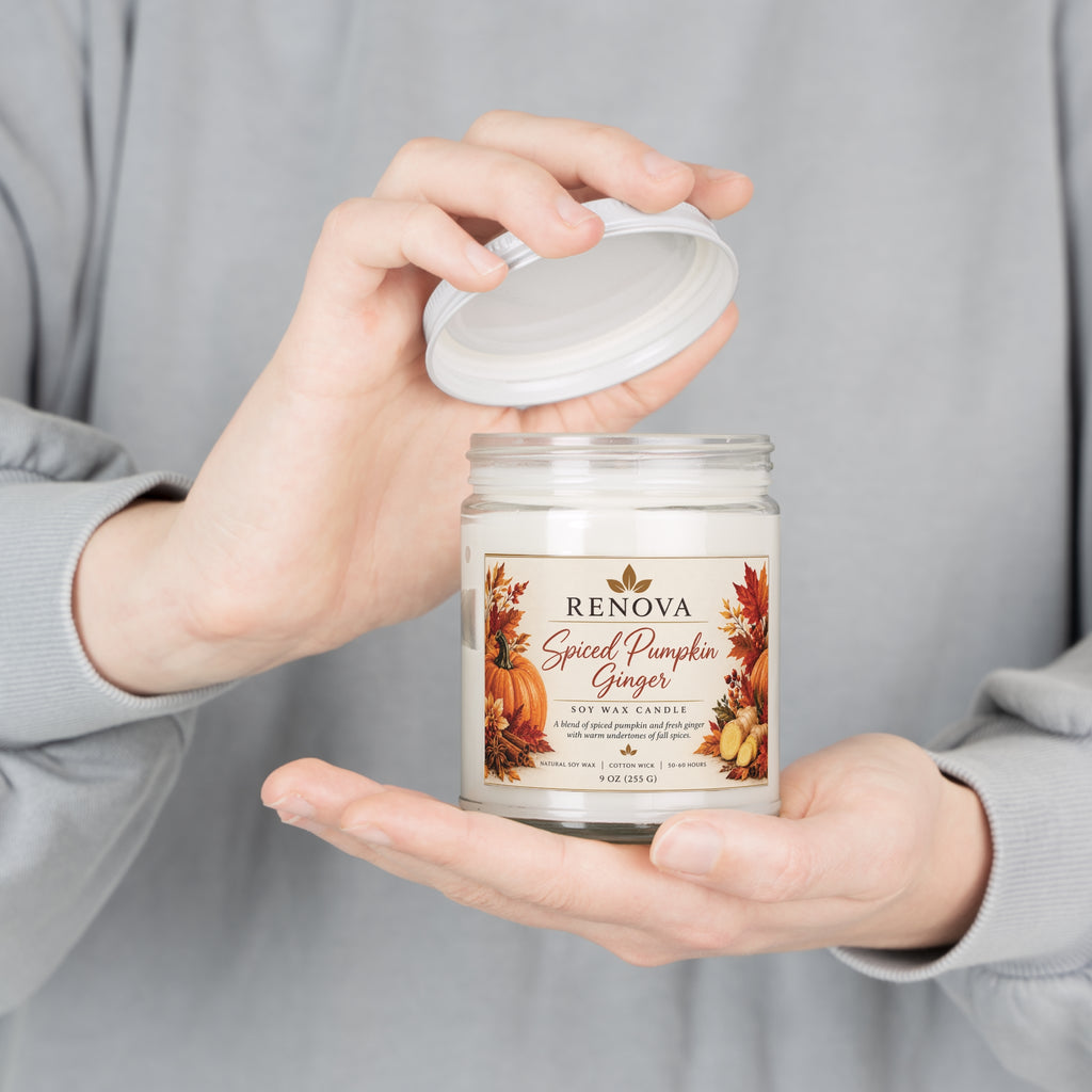 Spiced Pumpkin Ginger Candle 9oz Soy Jar | White Lid