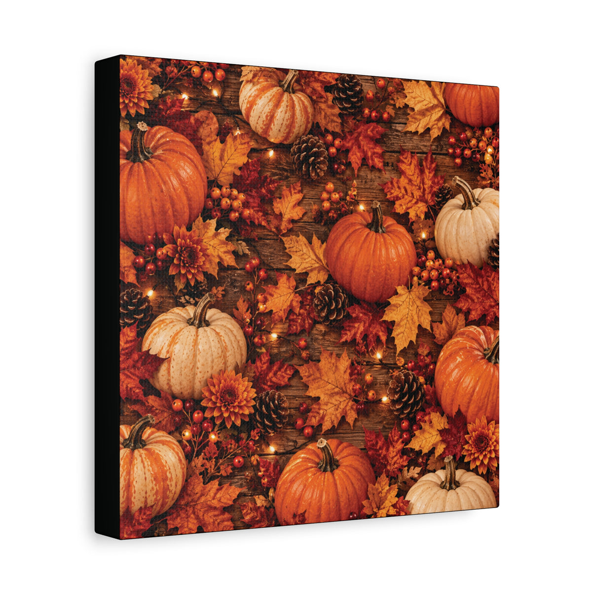 Autumn Pumpkins and Leaves Canvas