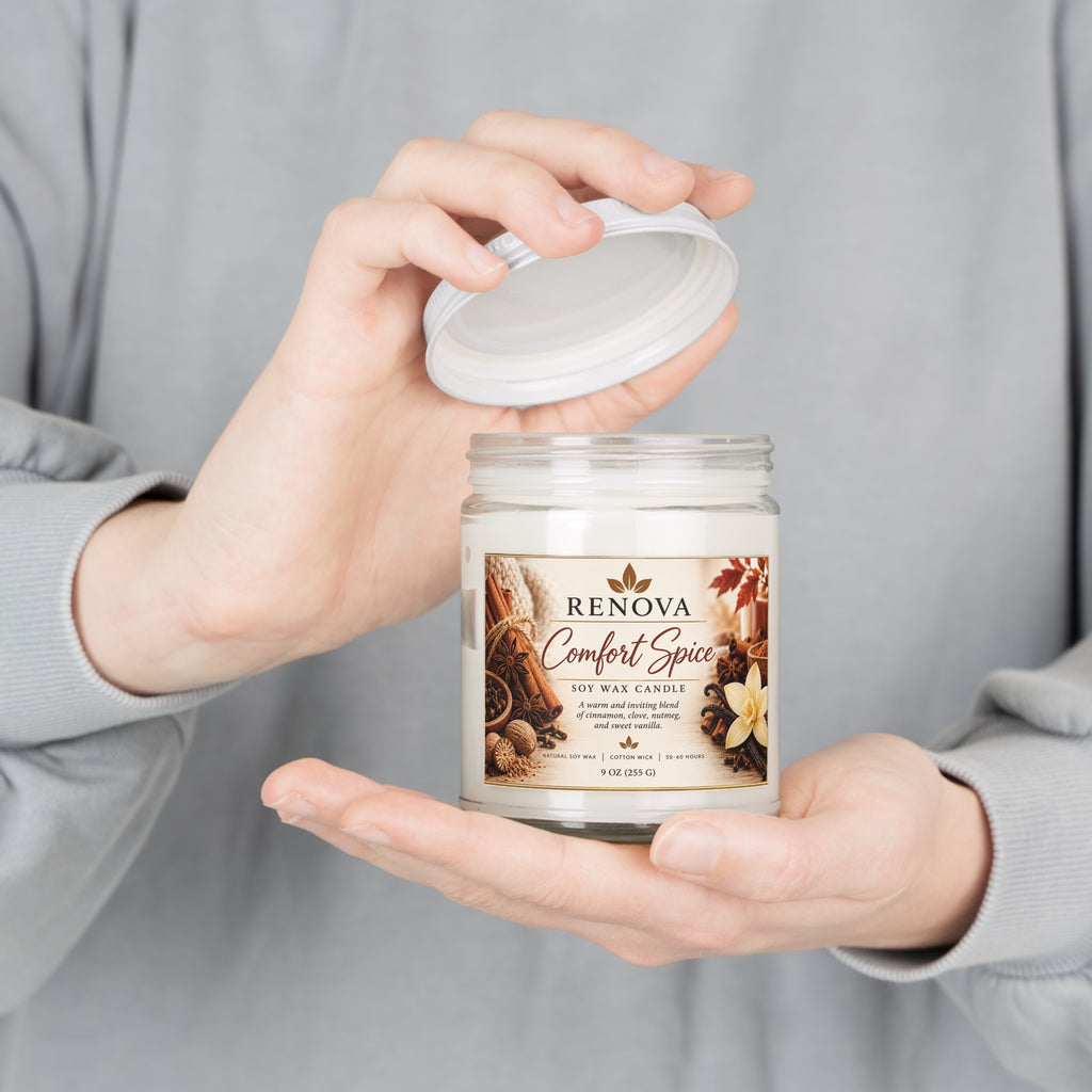 Comfort Spice Soy Candle 9oz | Scented Jar Candle with White Lid