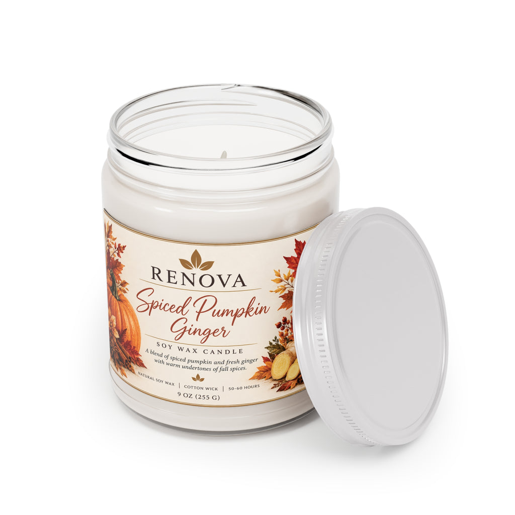 Spiced Pumpkin Ginger Candle 9oz Soy Jar | White Lid