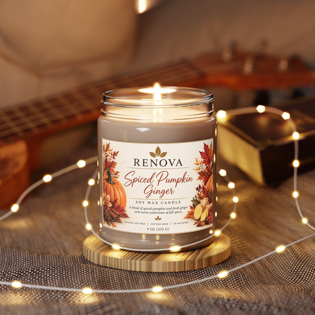 Spiced Pumpkin Ginger Candle 9oz Soy Jar | White Lid