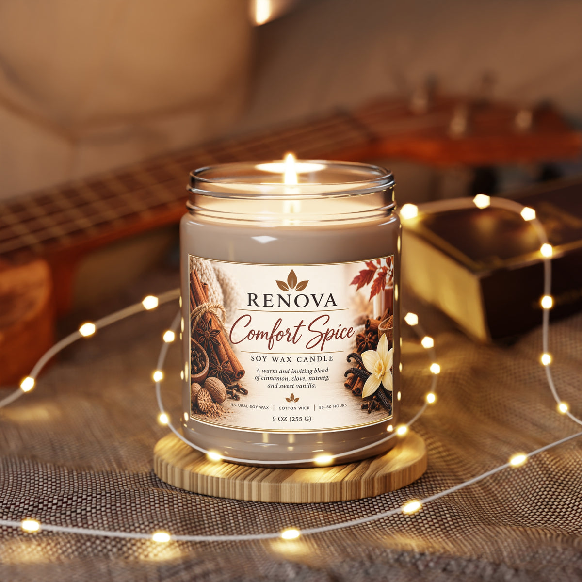 Comfort Spice Soy Candle 9oz | Scented Jar Candle with White Lid