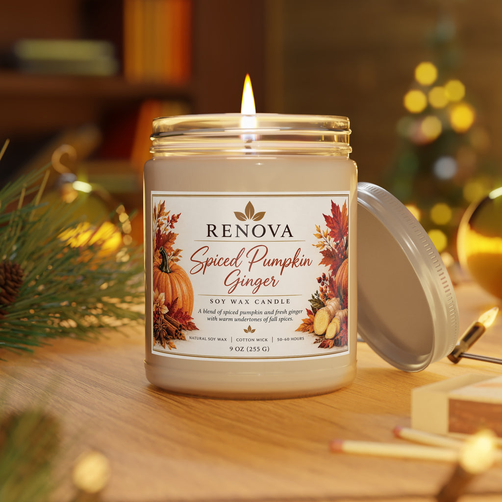Spiced Pumpkin Ginger Candle 9oz Soy Jar | White Lid