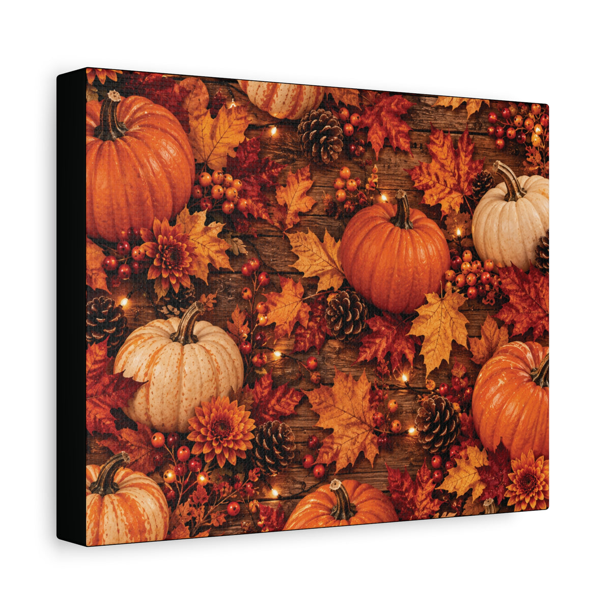 Autumn Pumpkins and Leaves Canvas