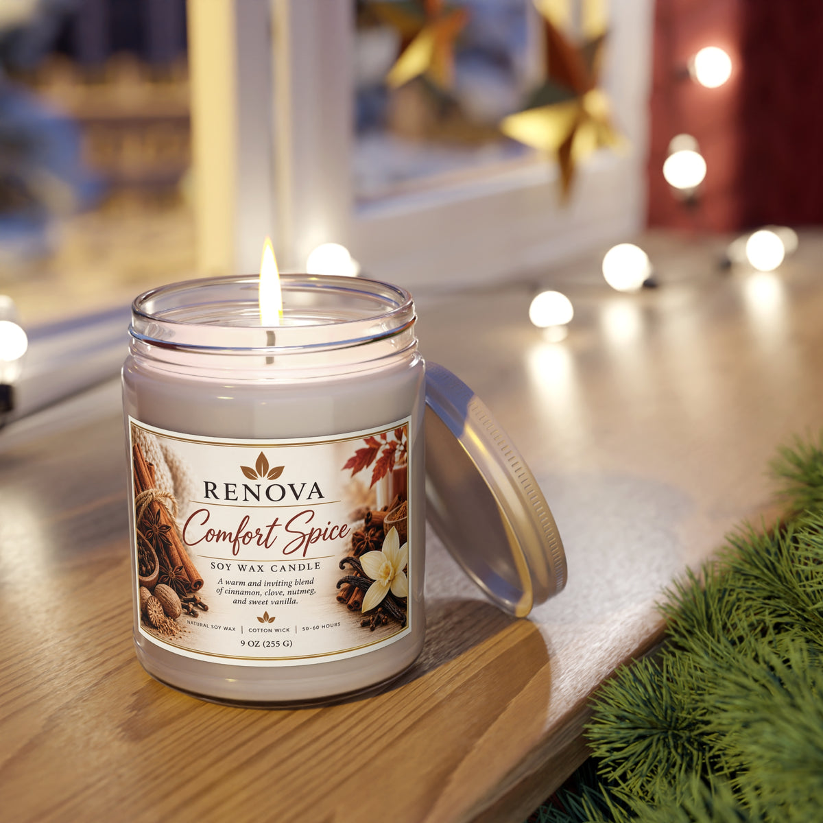 Comfort Spice Soy Candle 9oz | Scented Jar Candle with White Lid