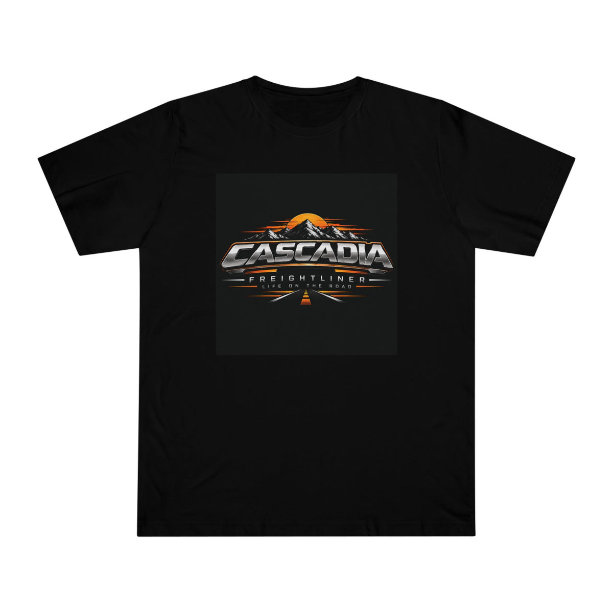Cascadia Trucking Logo T-Shirt | Mountain Sunset Semi Cab Tee