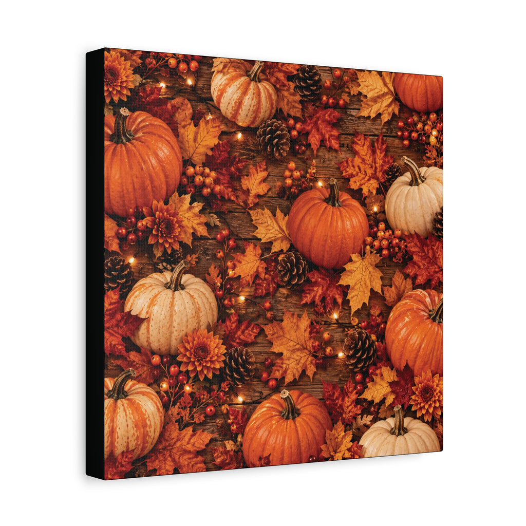 Autumn Pumpkins and Leaves Canvas