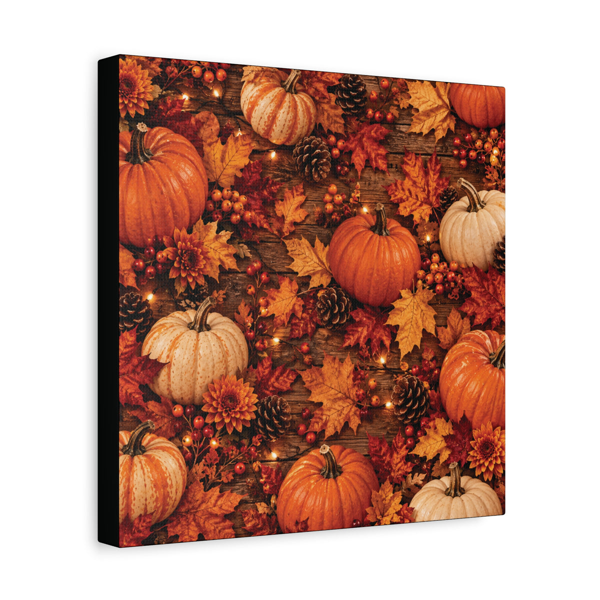 Autumn Pumpkins and Leaves Canvas