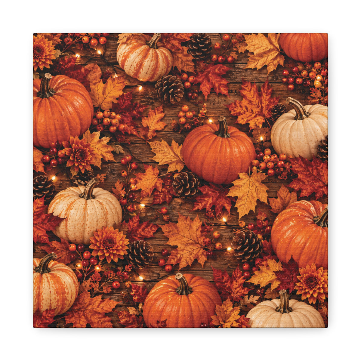 Autumn Pumpkins and Leaves Canvas
