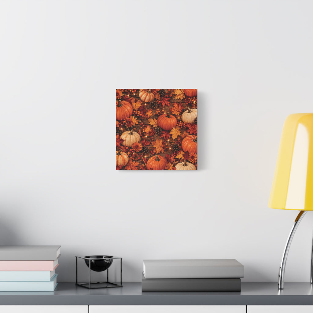 Autumn Pumpkins and Leaves Canvas