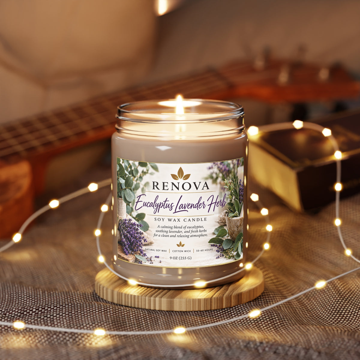 Eucalyptus Lavender Herb Candle 9oz Soy Wax Jar