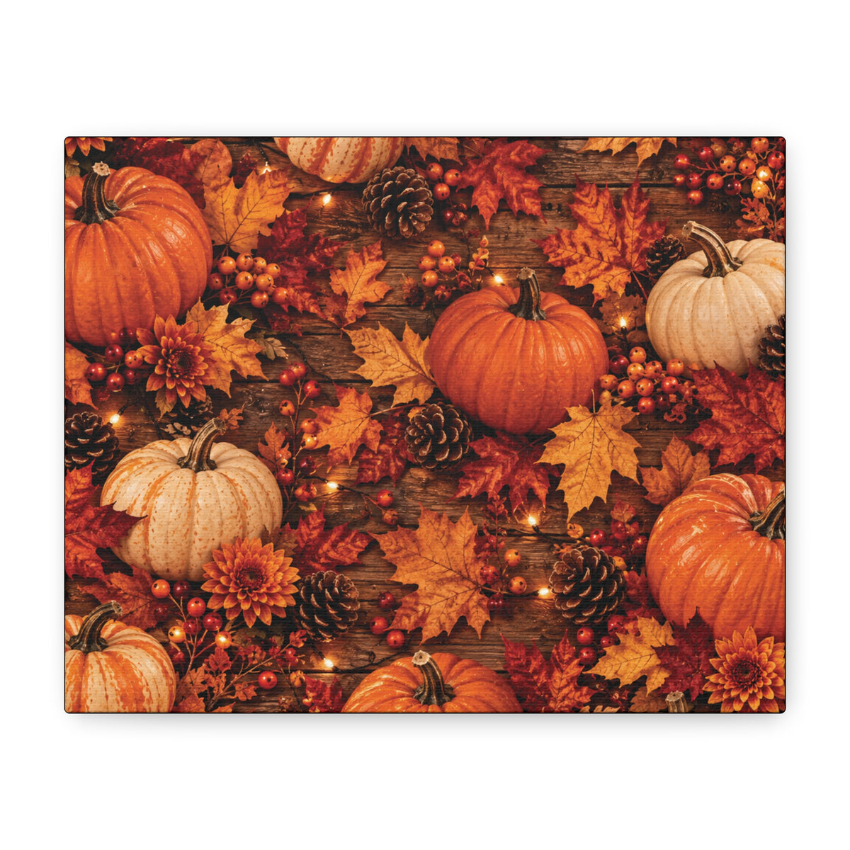 Autumn Pumpkins and Leaves Canvas