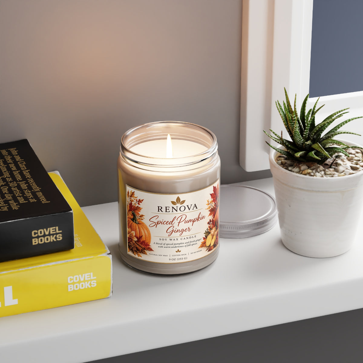 Spiced Pumpkin Ginger Candle 9oz Soy Jar | White Lid
