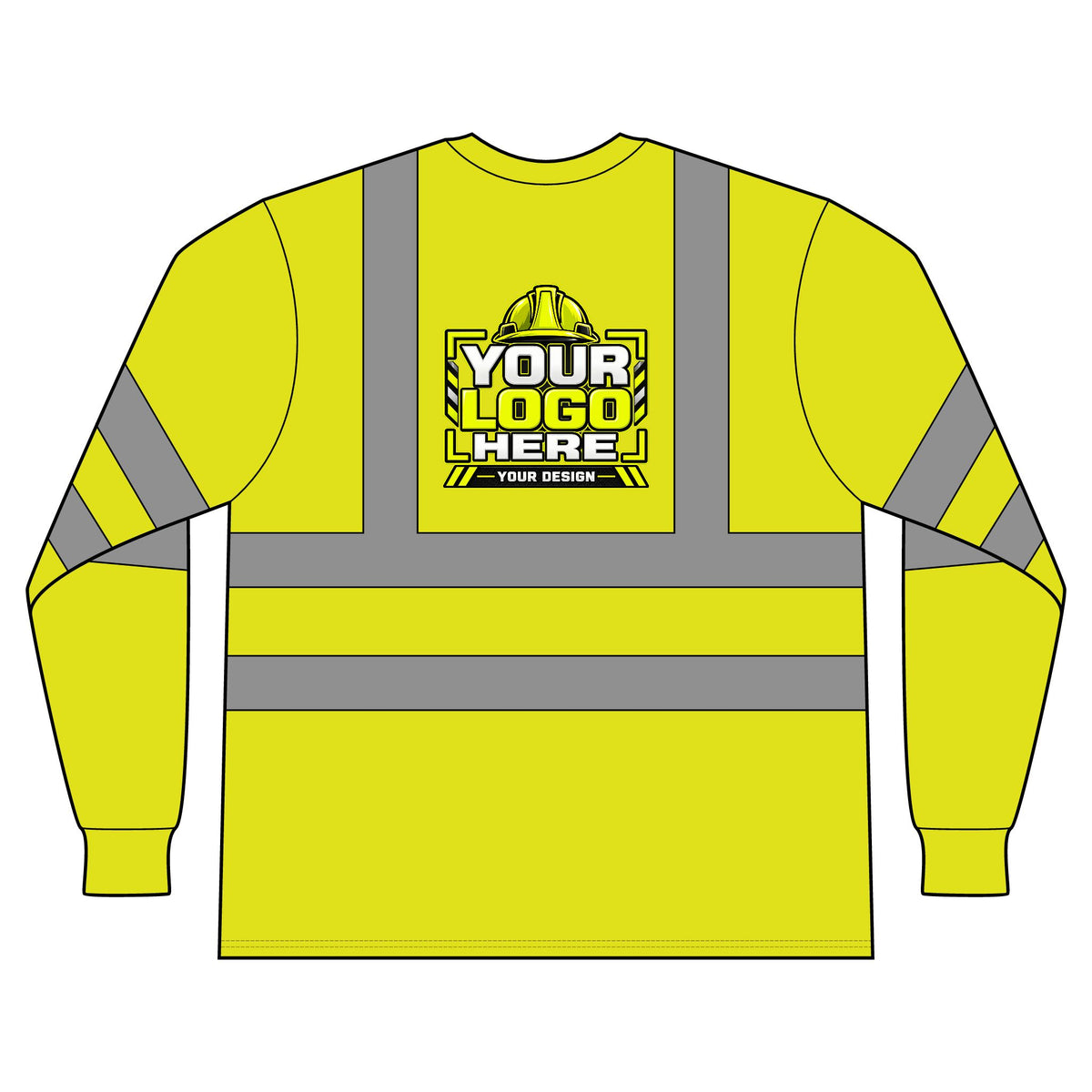 Custom Logo High Visibility Safety Shirt | ANSI 107 Class 3 Reflective Long Sleeve Work Shirt
