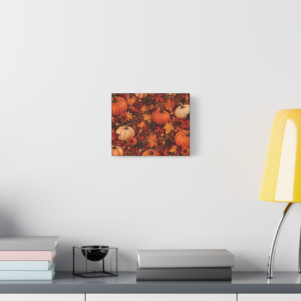 Autumn Pumpkins and Leaves Canvas