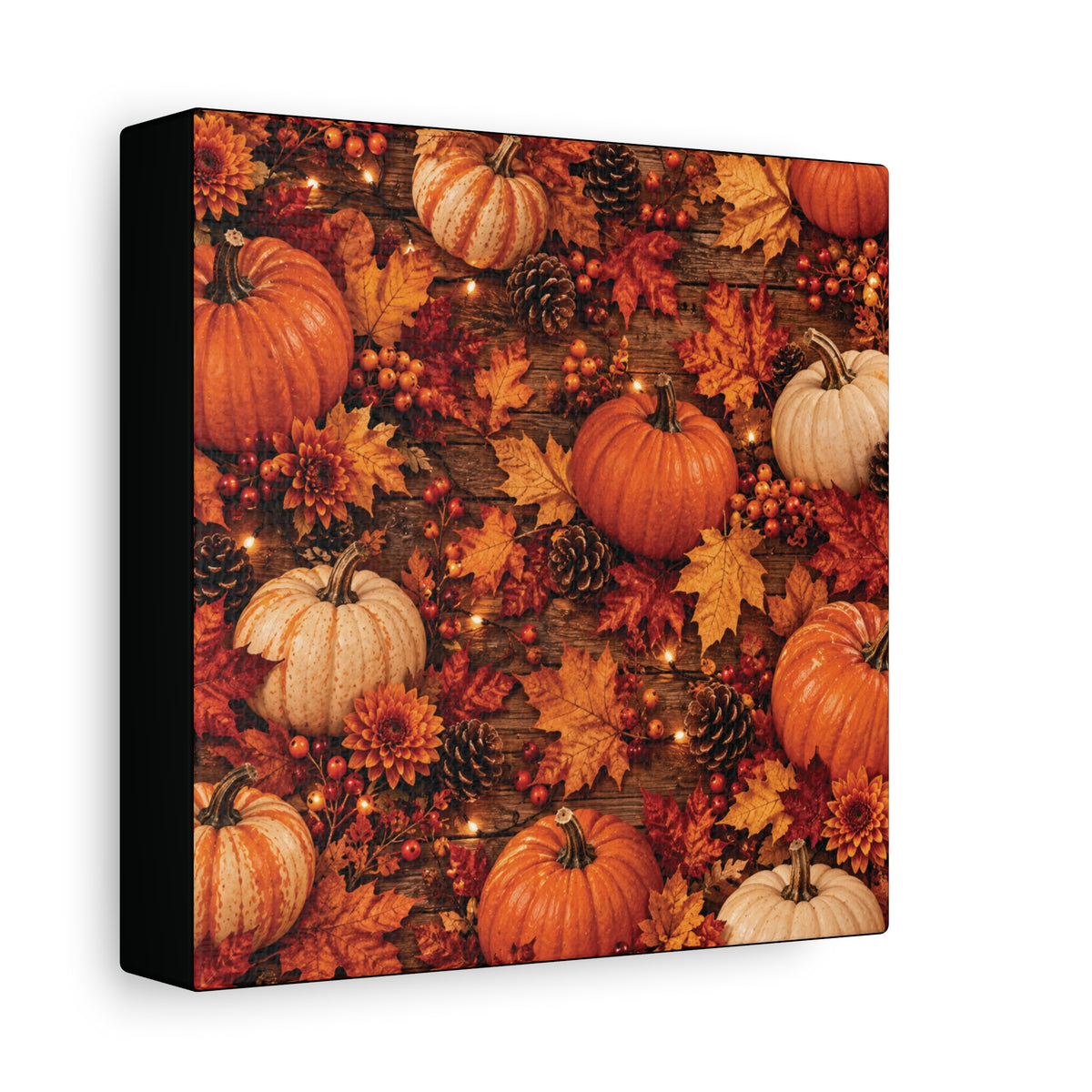 Autumn Pumpkins and Leaves Canvas