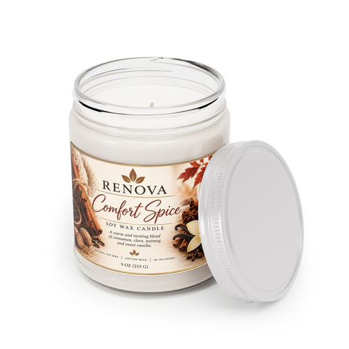 Comfort Spice Soy Candle 9oz | Scented Jar Candle with White Lid